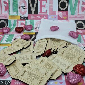 Date Night Ticket Activity Tokens, Valentine's Day, Tickets, Tokens, Laser Cut